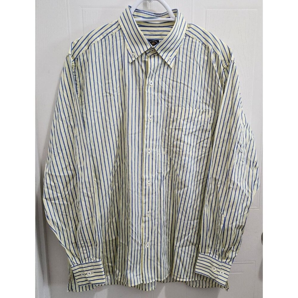 Solemare Maus & Hoffman Yellow & Blue Striped‎ Button Down LS Shirt Size Large